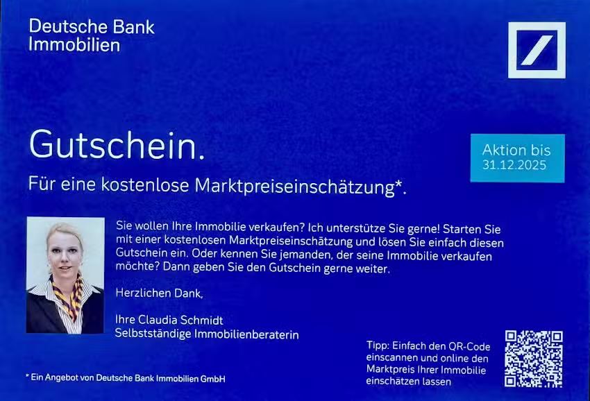 Deutsche Bank Immobilien Claudia Schmidt, selbstständige Immobilienberaterin